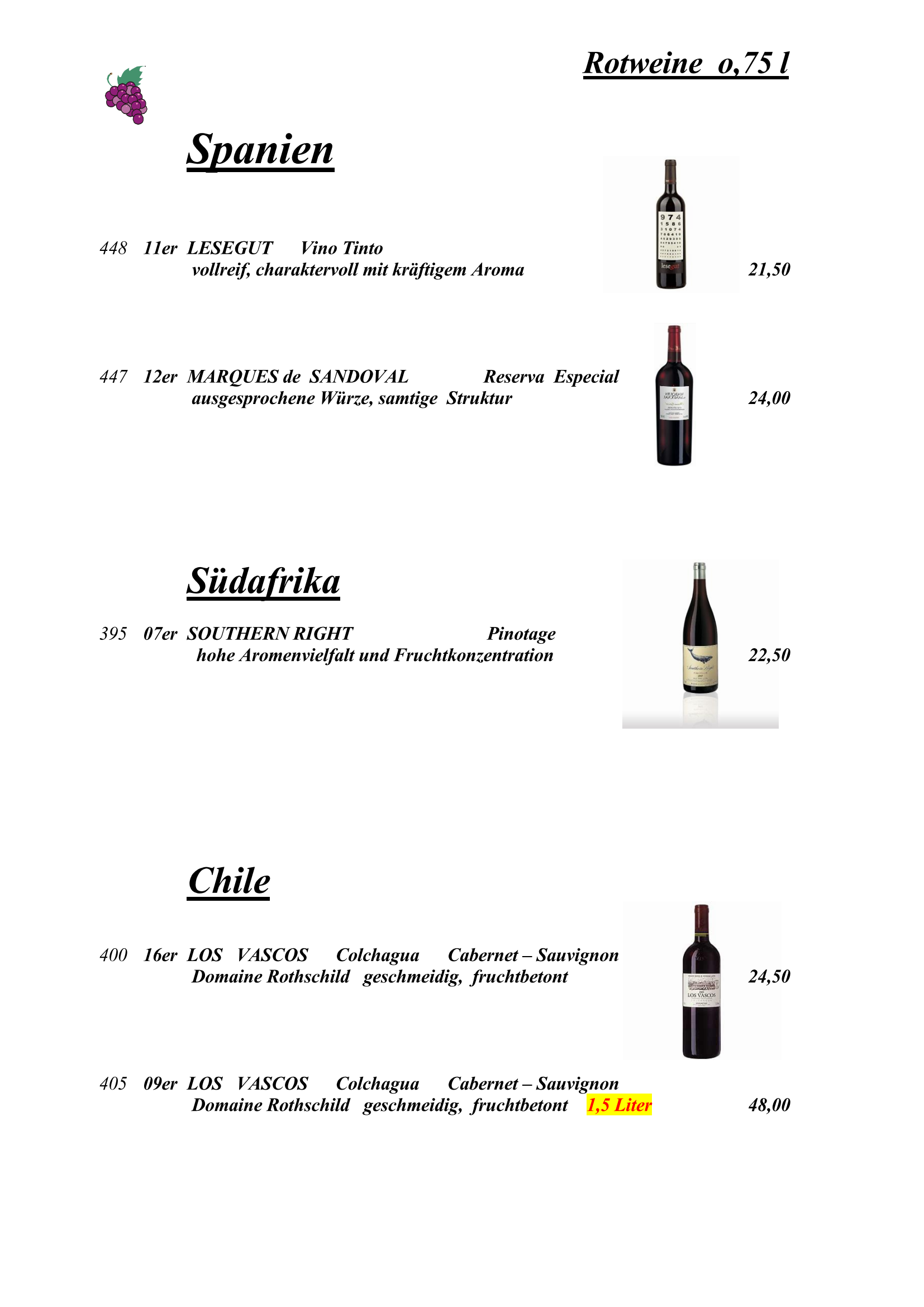 Weinkarte Seite 4 &ndash; Ros&eacute;weine