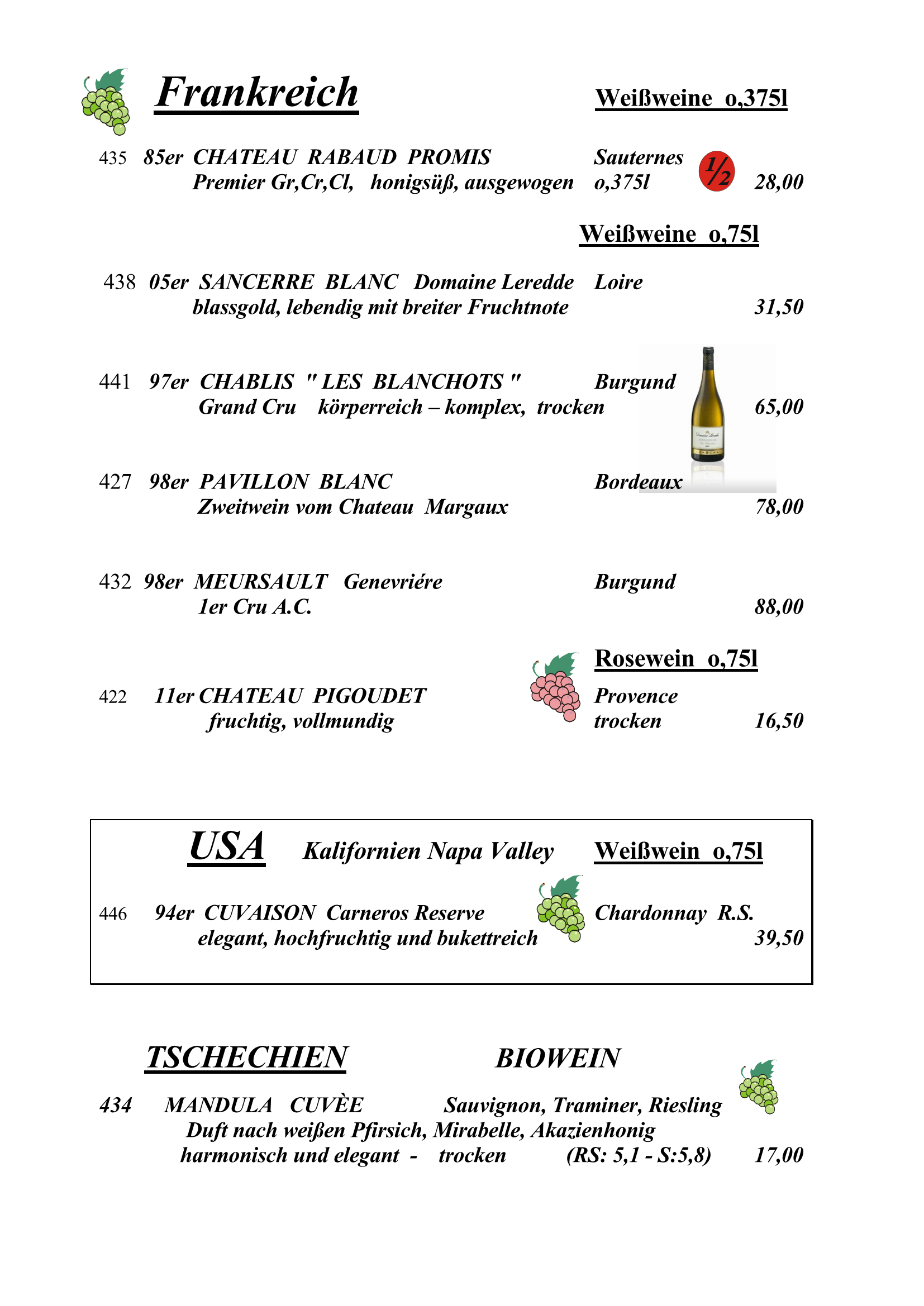 Weinkarte Seite 6 &ndash; Rotweine