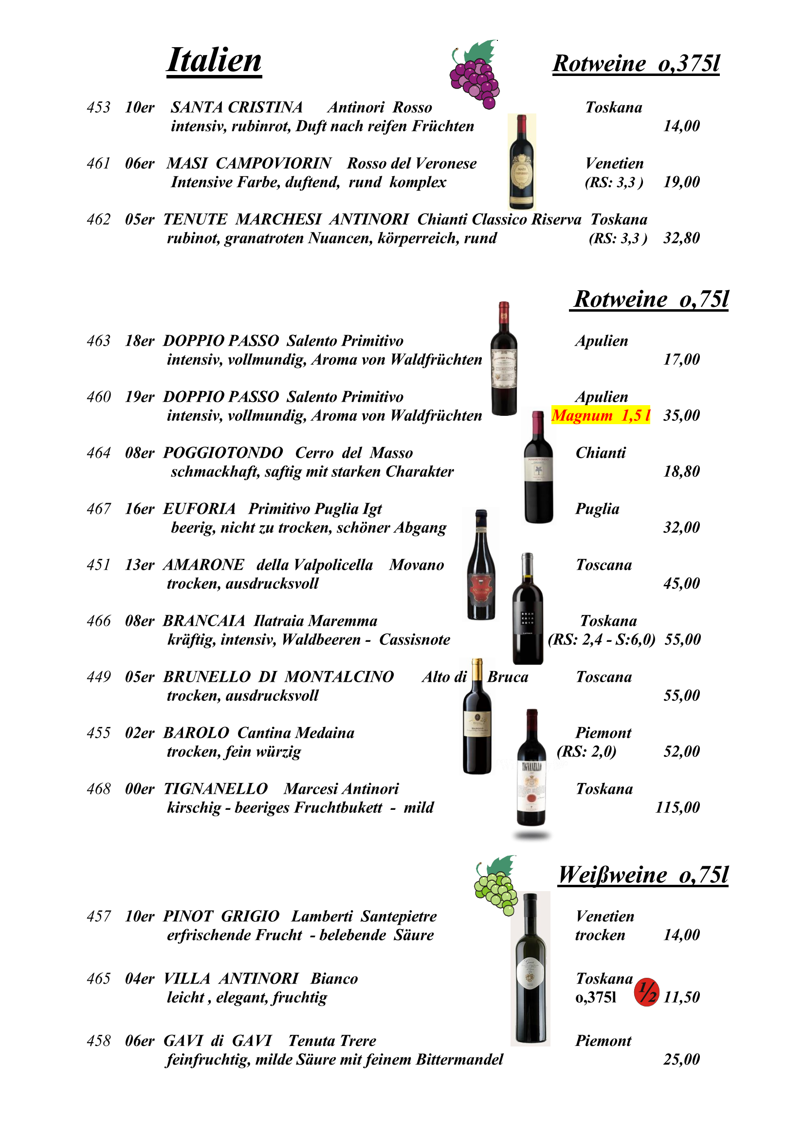 Weinkarte Seite 7 &ndash; Schaumweine
